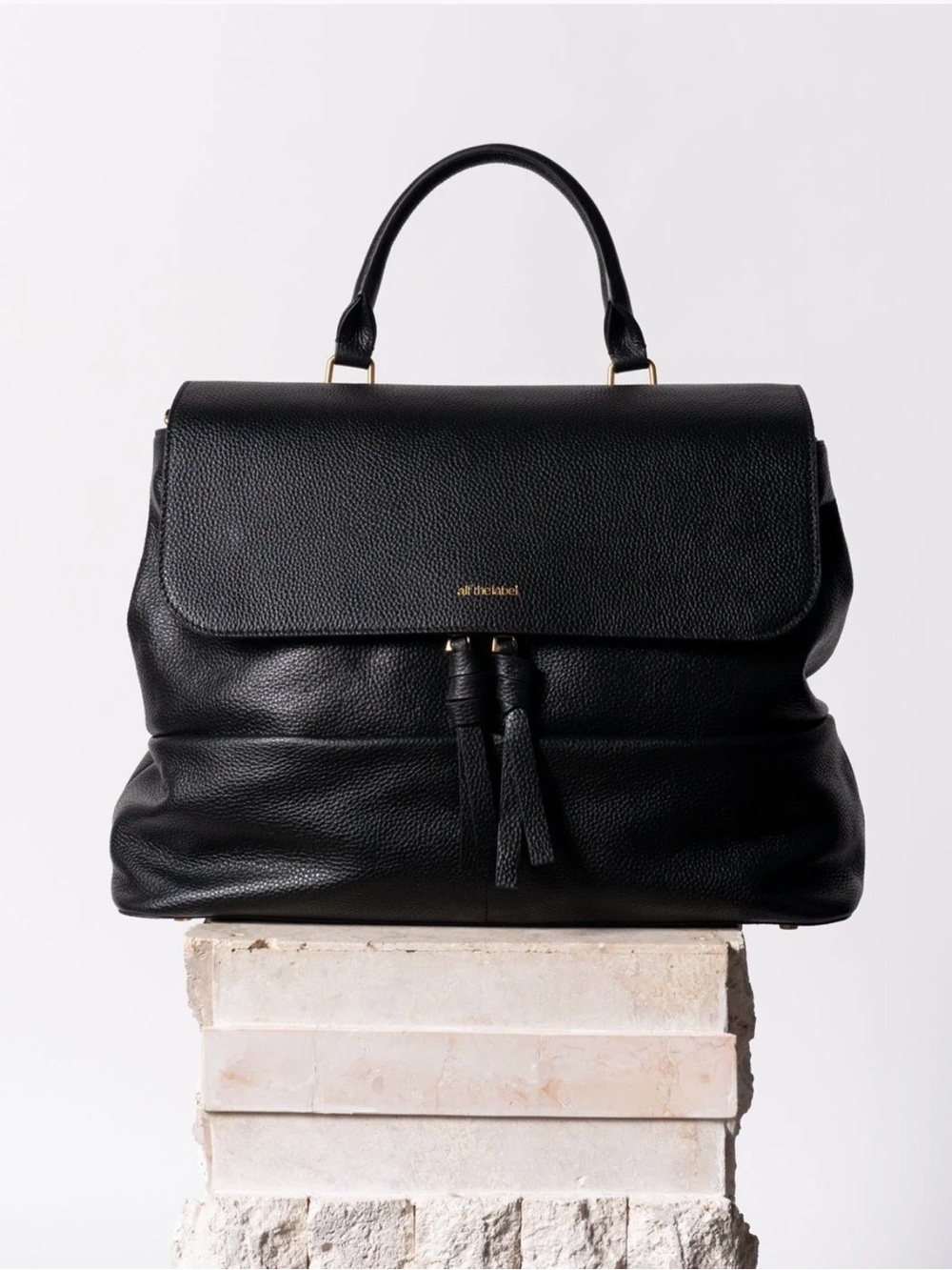 Alf the Label Black Luxe Ari Pebbled Black Leather - READ DESCRIPTION
